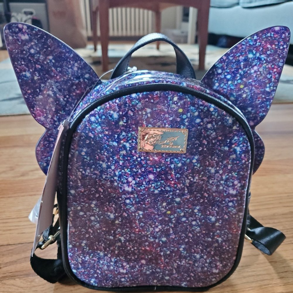NWT Betsey Johnson "Luv Betsey Winged Mini Backpack" | Multicolor Glitter Bag